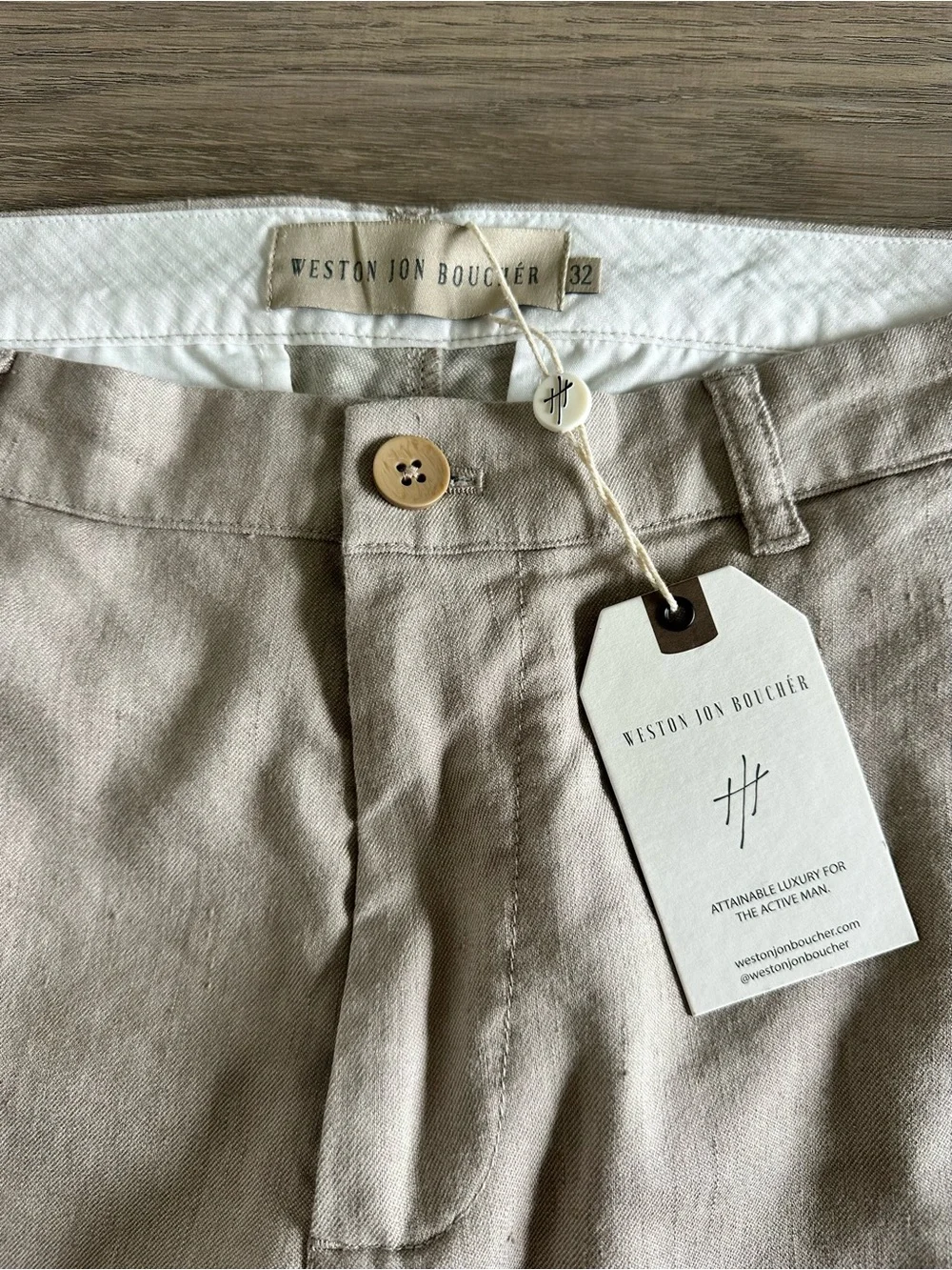 32x29 Slim Linen-Blend Men’s Pants in Light Beige